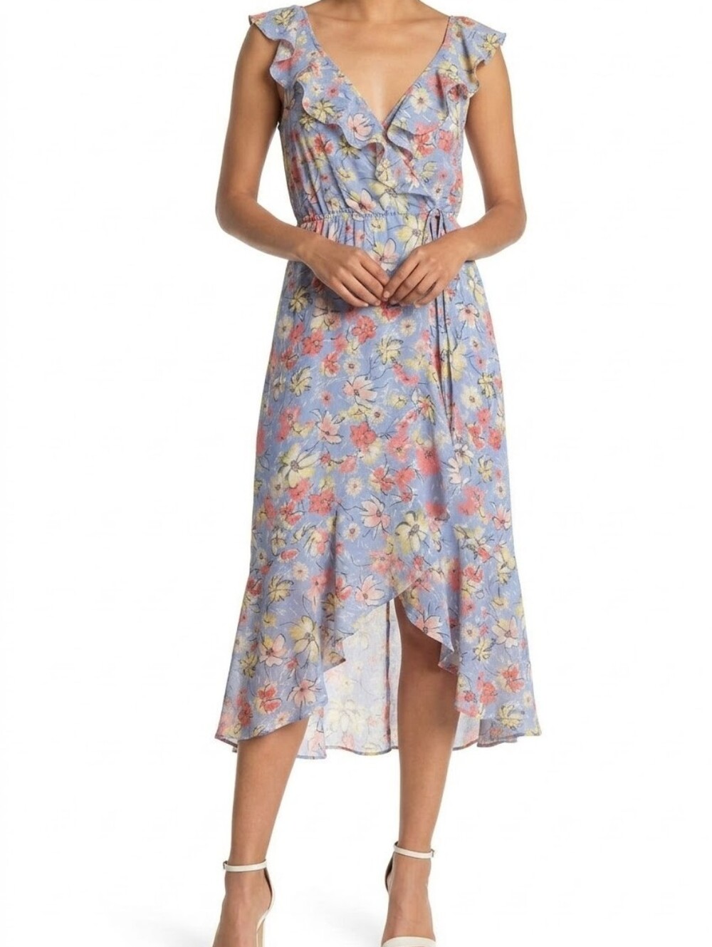 Socialite Floral Faux Wrap Midi Dress XL
